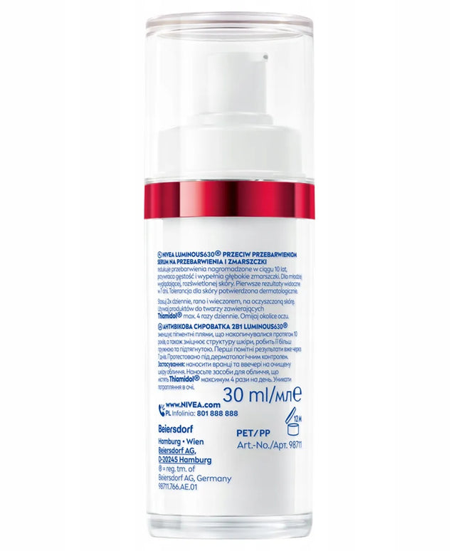 NIVEA Luminous 630 Anti-age 2w1 serumas nuo pigmentinių dėmių ir raukšlių, 30 ml