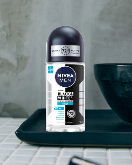 NIVEA MEN Black&White Fresh vyriškų rutulinių antiperspirantų rinkinys, 6x50ml