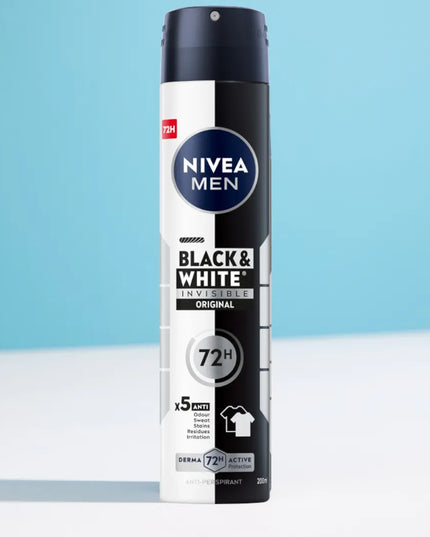 NIVEA MEN Black&White vyriškų purškiamų antiperspirantų rinkinys, 72h, 6x200ml