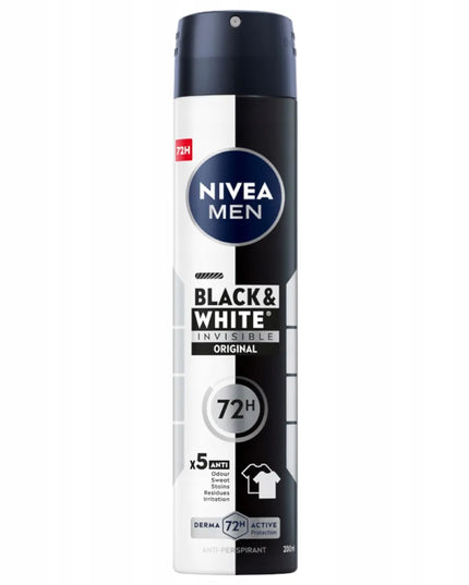 NIVEA MEN Black&White vyriškų purškiamų antiperspirantų rinkinys, 72h, 6x200ml