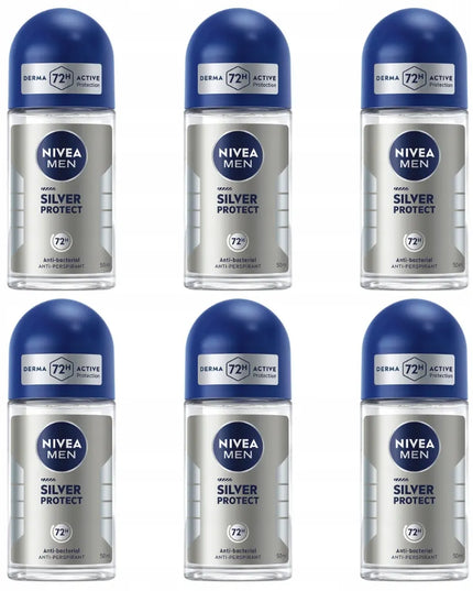 NIVEA MEN SILVER PROTECT vyriškas rutulinis antiperspirantas 72h 50 ml x 6 vnt.