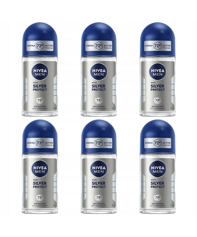 NIVEA MEN SILVER PROTECT vyriškas rutulinis antiperspirantas 72h 50 ml x 6 vnt.