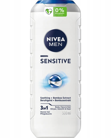 NIVEA MEN vyriškas dušo želė rinkinys 3in1 – kūnui ir plaukams 500ml x 5