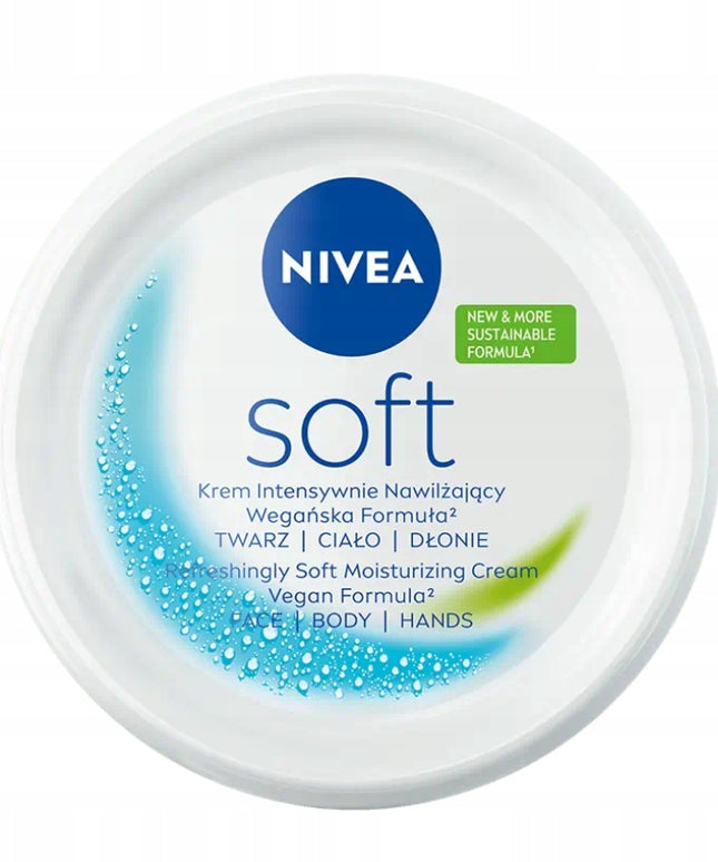 NIVEA SOFT intensyviai drėkinantis veido ir kūno kremas su vitaminu E, 300 ml