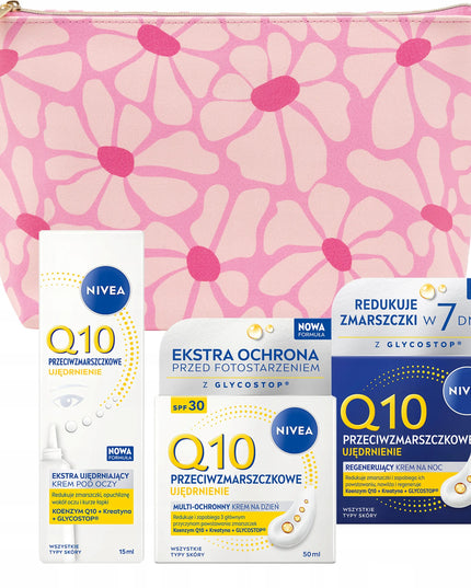 NIVEA Q10 kremų rinkinys: dieninis kremas SPF15 50ml, naktinis kremas 50ml ir paakių kremas 15ml