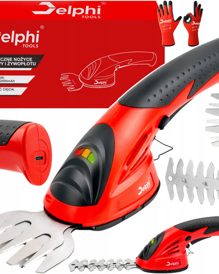 Akumuliatorinės žolės ir gyvatvorių žirklės Delphi Tools USB-C 2Ah 2x ašmenys