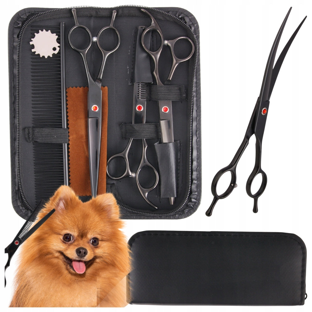 Kirpimo žirklės 7.0, grožio salono rinkinys 3+1 šunų kirpimui, kirpėjo