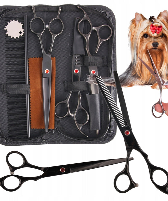 Kirpimo žirklės 7.0, grožio salono rinkinys 3+1 šunų kirpimui, kirpėjo