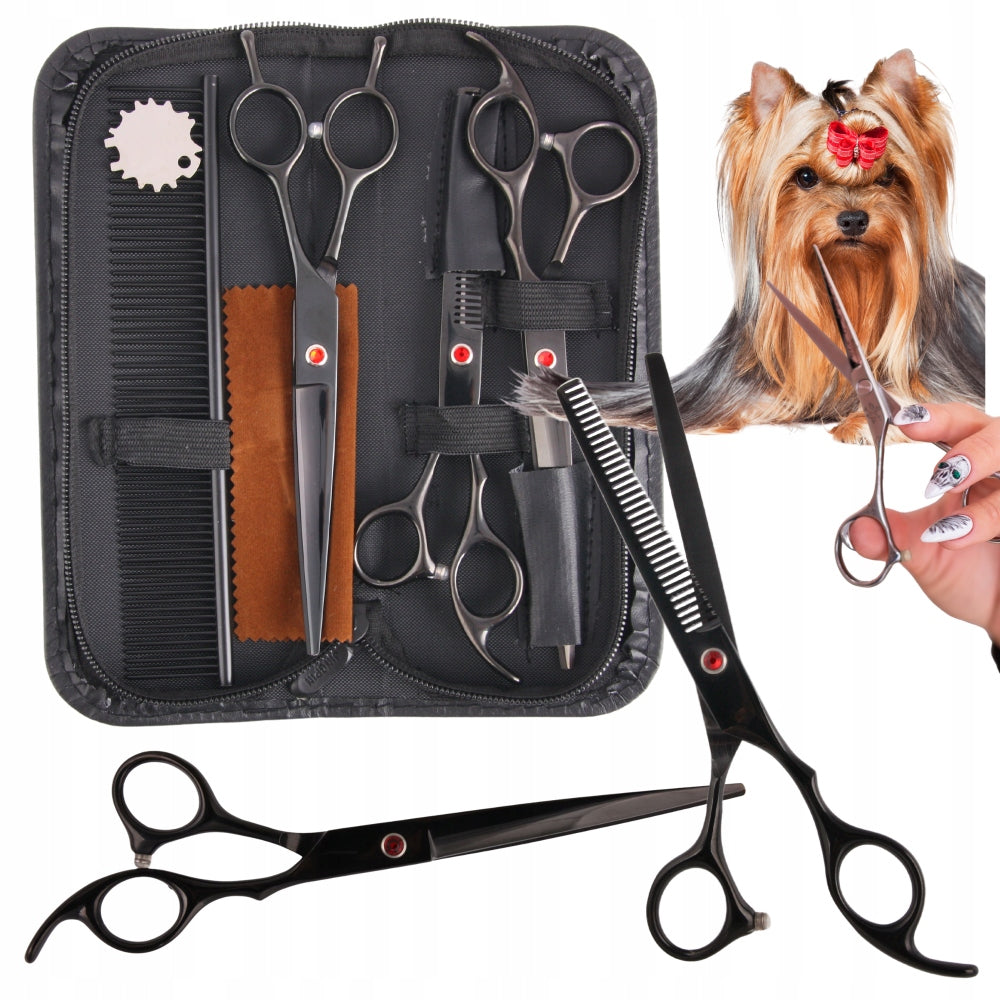 Kirpimo žirklės 7.0, grožio salono rinkinys 3+1 šunų kirpimui, kirpėjo
