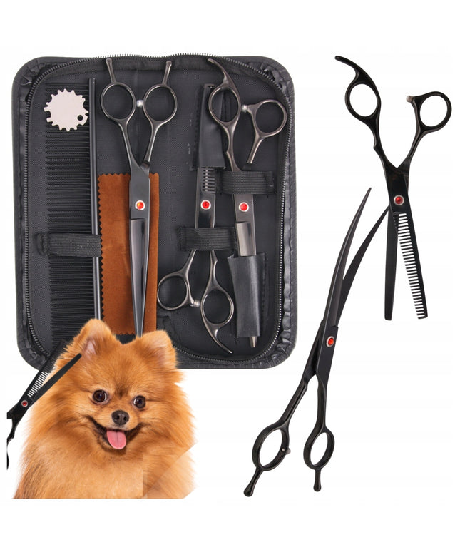 Kirpimo žirklės 7.0, grožio salono rinkinys 3+1 šunų kirpimui, kirpėjo