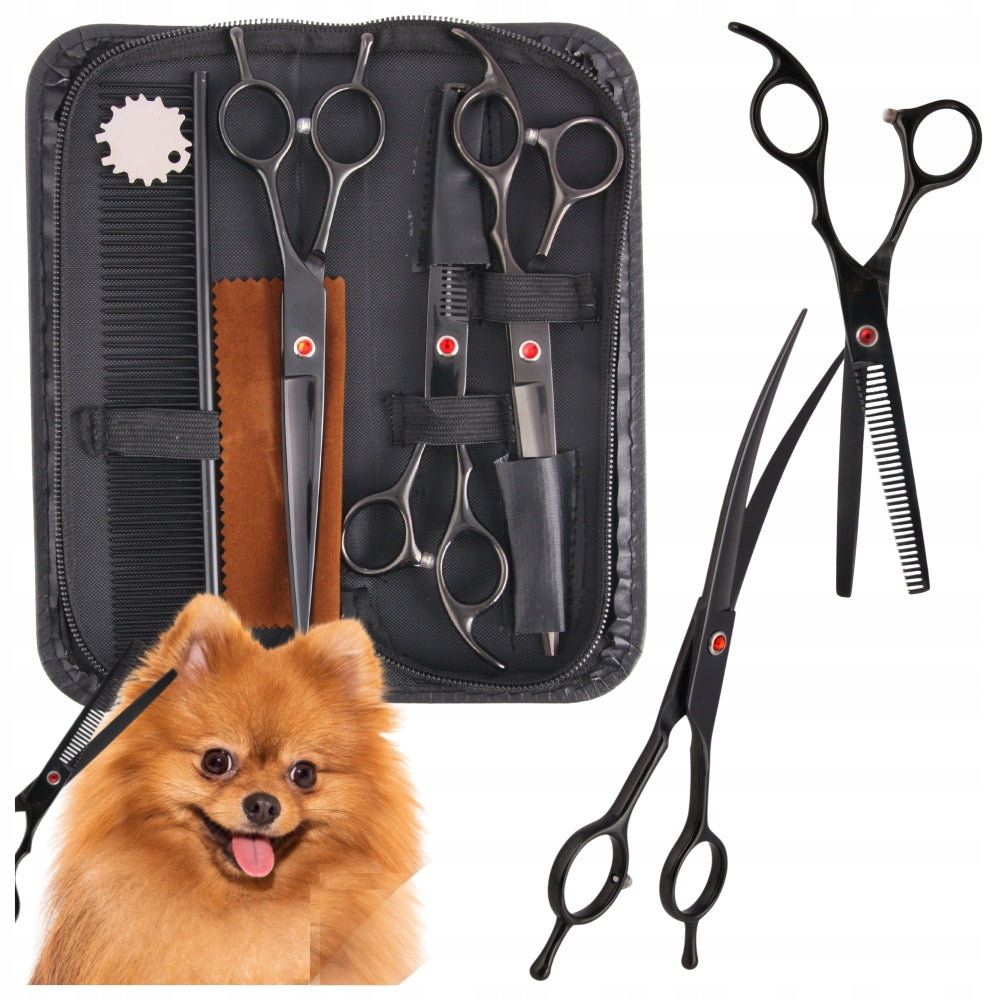 Kirpimo žirklės 7.0, grožio salono rinkinys 3+1 šunų kirpimui, kirpėjo