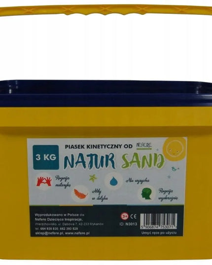 Nefere NaturSand kinetinis smėlis, 3 kg, kibirėlyje, pagamintas Lenkijoje, nuo 3 metų