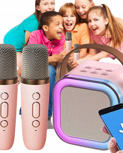 Nešiojama Bluetooth Kolonėlė su Karaoke, RGB Apšvietimu ir 2 Mikrofonais