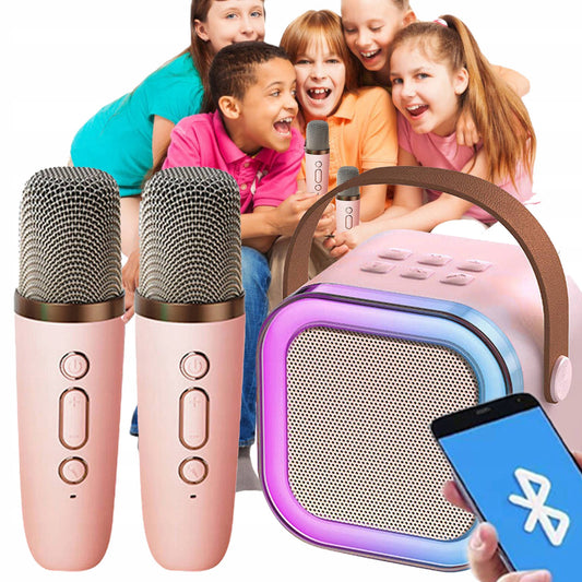 Nešiojama Bluetooth Kolonėlė su Karaoke, RGB Apšvietimu ir 2 Mikrofonais