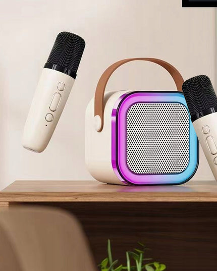 Nešiojama Bluetooth Kolonėlė su Karaoke, RGB Apšvietimu ir 2 Mikrofonais