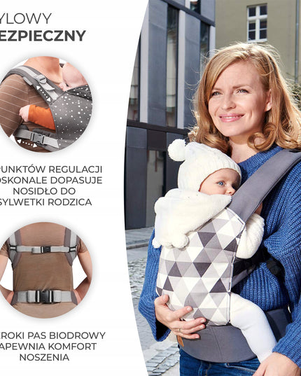 Ergonomiška vaikiška nešynėlė NINO, 20 kg, pilkos spalvos, Kinderkraft