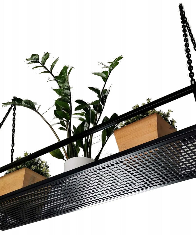 Modernus gėlių stovas / lubinė lentyna Loft 40x23x63cm JUODA