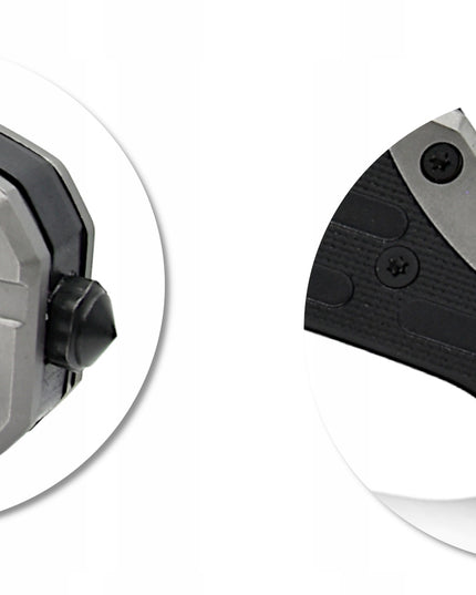 Taktinis gelbėjimo sulankstomas peilis su stiklo grūdintuvu