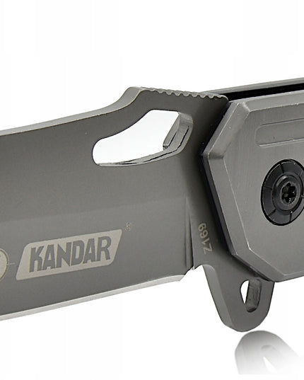 Taktinis gelbėjimo sulankstomas peilis su stiklo grūdintuvu