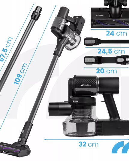 Belaidis vertikalus dulkių siurblys Maltec TURBOCYCLONE PRO2000, 3 viename, 250 W, su LED apšvietimu