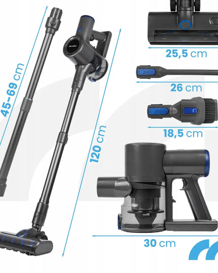 Belaidis vertikalus dulkių siurblys be maišelio „MalTec TURBOCYCLONE PRO3000“, su LED elektriniu šepečiu, 3 viename, 400 W