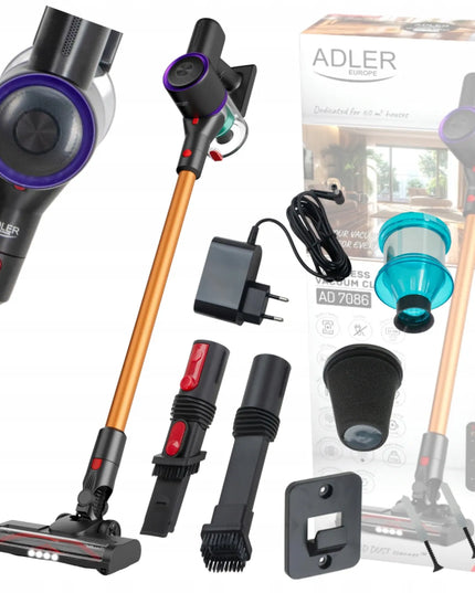 Belaidis vertikalusis rankinis dulkių siurblys Adler AD 7086, 11 000 Pa, su LED elektros šepečiu, iki 60 m²