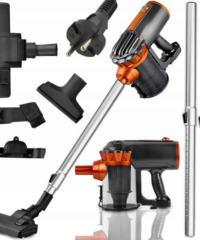 Vertikalus rankinis cikloninis dulkių siurblys be maišelio, galingas 650W, 5in1, patogus, 5m