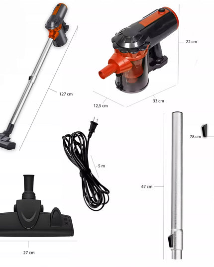 RETOO OR1080-1 vertikalus rankinis cikloninis dulkių siurblys, 650 W, 5-in-1, laidinis