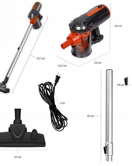 RETOO OR1080 vertikalusis ir rankinis cikloninis dulkių siurblys, 650 W, be maišelio, 5 antgaliai, 5 m laidas