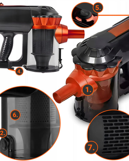 RETOO OR1080 vertikalusis ir rankinis cikloninis dulkių siurblys, 650 W, be maišelio, 5 antgaliai, 5 m laidas