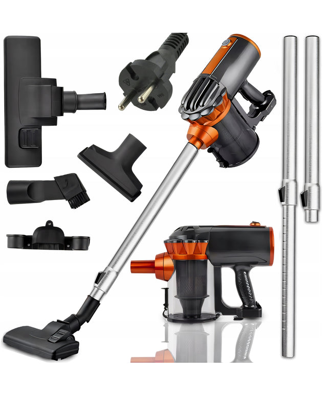 Vertikalus rankinis cikloninis dulkių siurblys be maišelio, galingas 650W, 5in1, patogus, 5m