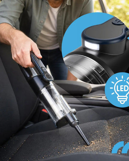 MalTec CYCLONE-150 belaidis rankinis dulkių siurblys ir pūstuvas, skirtas automobiliui, su priedais