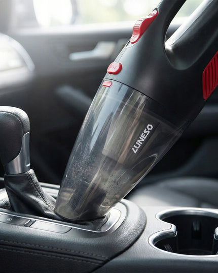 Galingas laidinis rankinis automobilinis dulkių siurblys „Luneso“ 12 V, 120 W, su HEPA filtru