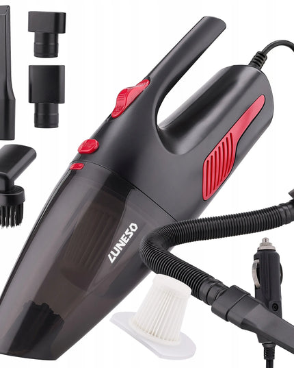 Galingas laidinis rankinis automobilinis dulkių siurblys „Luneso“ 12 V, 120 W, su HEPA filtru
