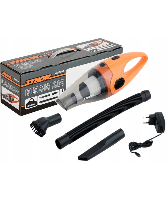 „STHOR 82954“ belaidis cikloninis automobilinis dulkių siurblys su HEPA filtru, 2 Ah, 80 W