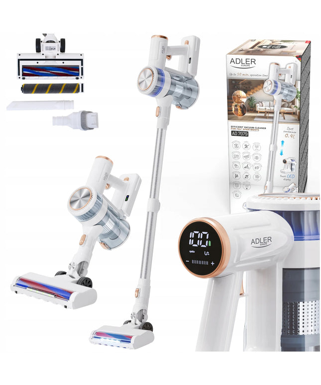 Vertikalusis dulkių siurblys ADLER AD7079, LED ekranas, 4 režimai, „Multi-Cyclone“, HEPA