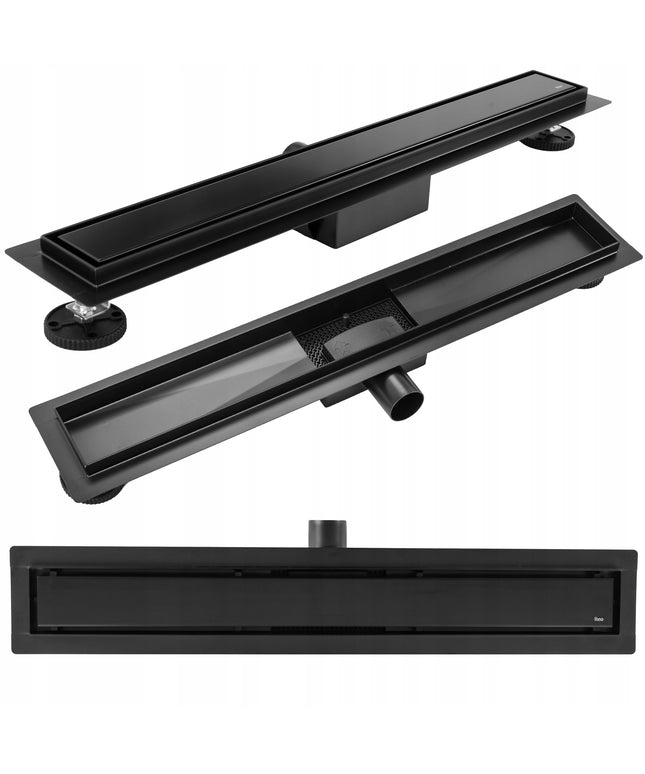 Linijinis nutekimas NEOX 80 cm matinė juoda REA