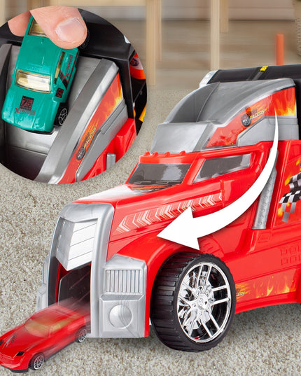 Didžiulis sunkvežimis autovežis su 6 automobilių paleidimo sistema, 55cm, žaisliniai automobiliai