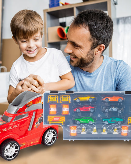 Didžiulis sunkvežimis autovežis su 6 automobilių paleidimo sistema, 55cm, žaisliniai automobiliai