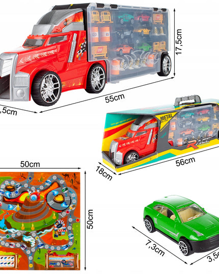 Didžiulis sunkvežimis autovežis su 6 automobilių paleidimo sistema, 55cm, žaisliniai automobiliai