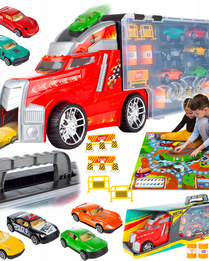 Didžiulis sunkvežimis autovežis su 6 automobilių paleidimo sistema, 55cm, žaisliniai automobiliai