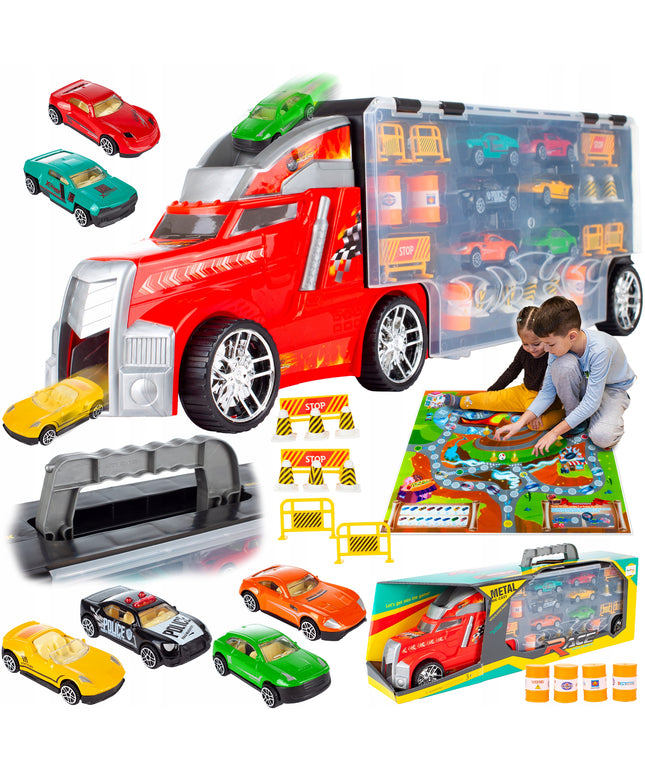 Didžiulis sunkvežimis autovežis su 6 automobilių paleidimo sistema, 55cm, žaisliniai automobiliai