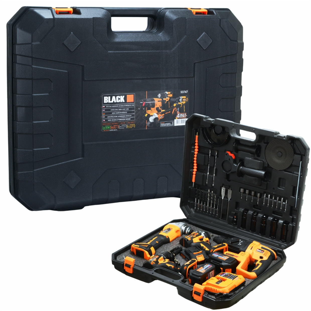 Didelis belaidžių įrankių rinkinys 3 x 4Ah 21V 4in1 Suktukas, Šlifuoklis, Gręžtuvas-atsuktuvas 3 akumuliatoriai