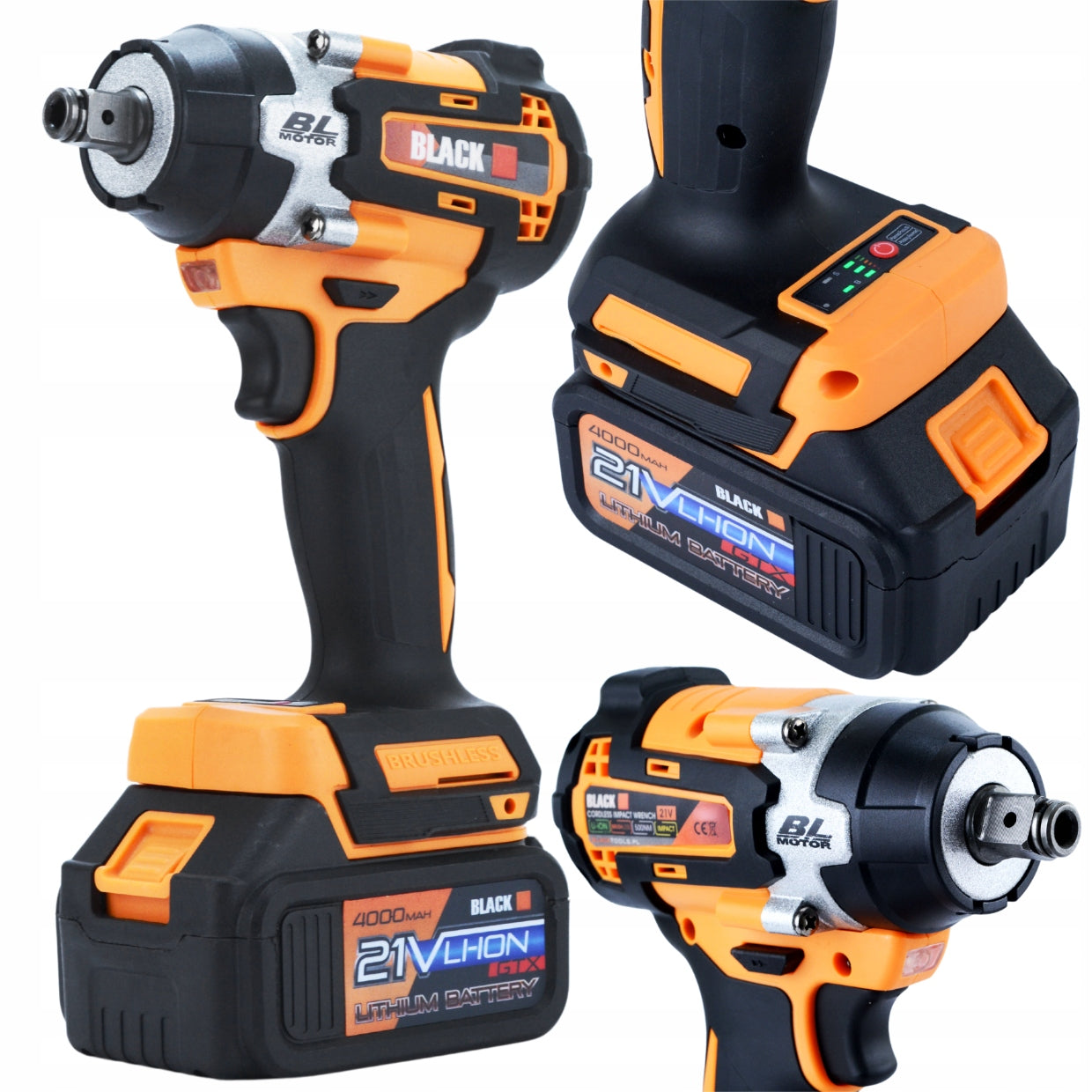 Didelis belaidžių įrankių rinkinys 3 x 4Ah 21V 4in1 Suktukas, Šlifuoklis, Gręžtuvas-atsuktuvas 3 akumuliatoriai