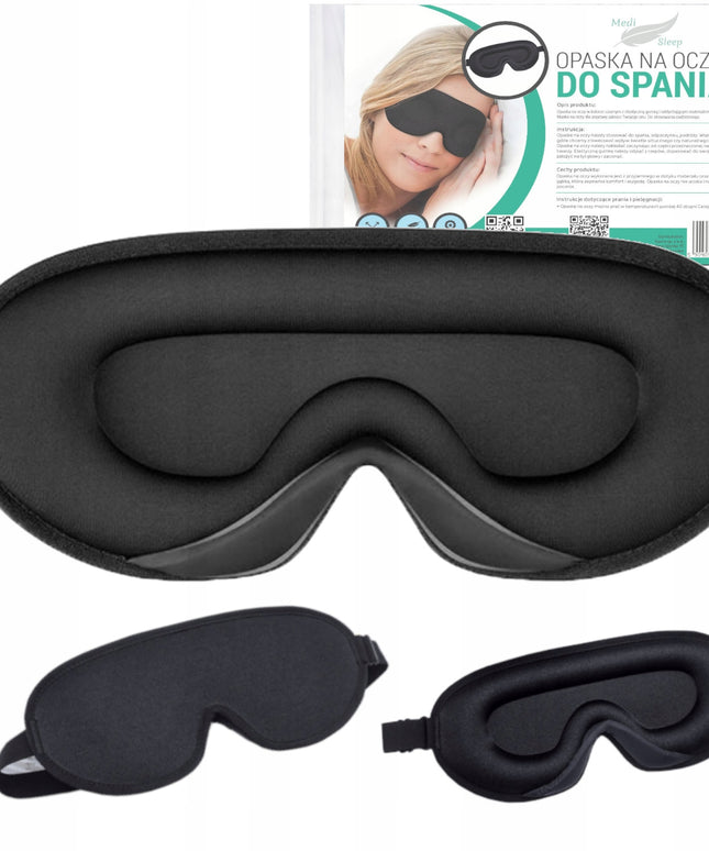 3D miego kaukė, užtemdanti 99% šviesos, reguliuojama