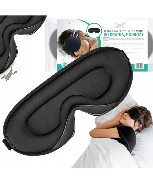 3D miego kaukė, užtemdanti 99% šviesos, reguliuojama