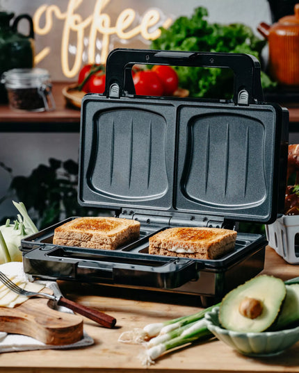 Sumuštinių kepimo aparatas 2in1 PANINI elektrinis grilis skrudintuvas 1400W NON-STICK