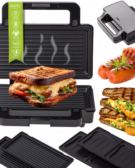Sumuštinių kepimo aparatas 2in1 PANINI elektrinis grilis skrudintuvas 1400W NON-STICK