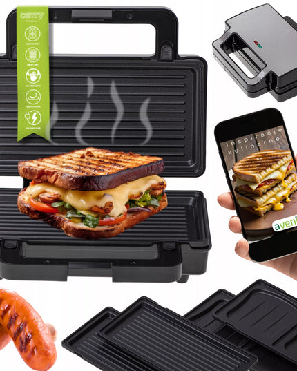 Sumuštinių kepimo aparatas 2in1 PANINI elektrinis grilis skrudintuvas 1400W NON-STICK