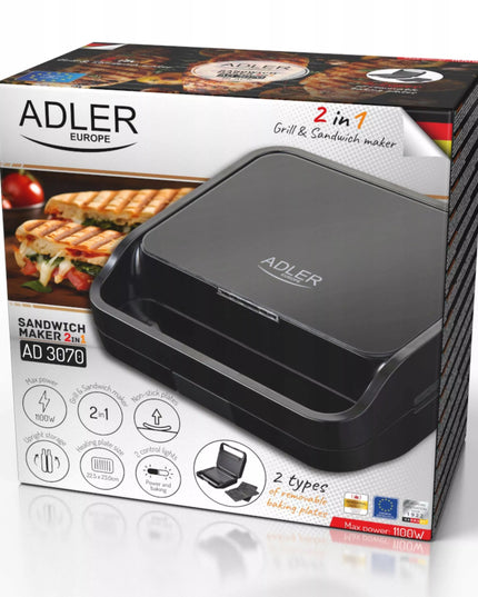 OPIEKACZ DO KANAPEK 2w1 TOSTER GRILL PANINI Sandwich z powłoką nieprzywierającą NON-STICK